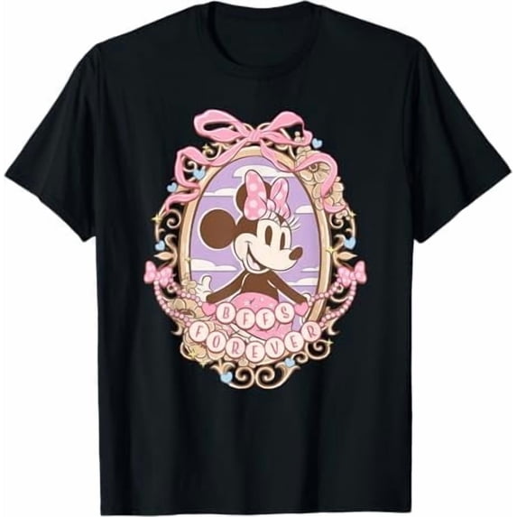 Disney Minnie Mouse BFFS Forever Cute Pink Lace Portrait T-Shirt