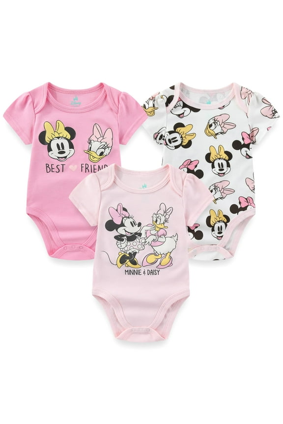 Minnie Mouse Baby Bodysuits (Girls), 3 Pack, Sizes 3-18M