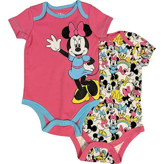 Disney Minnie Mouse Baby Girl Graphic Bodysuit, 2-pack