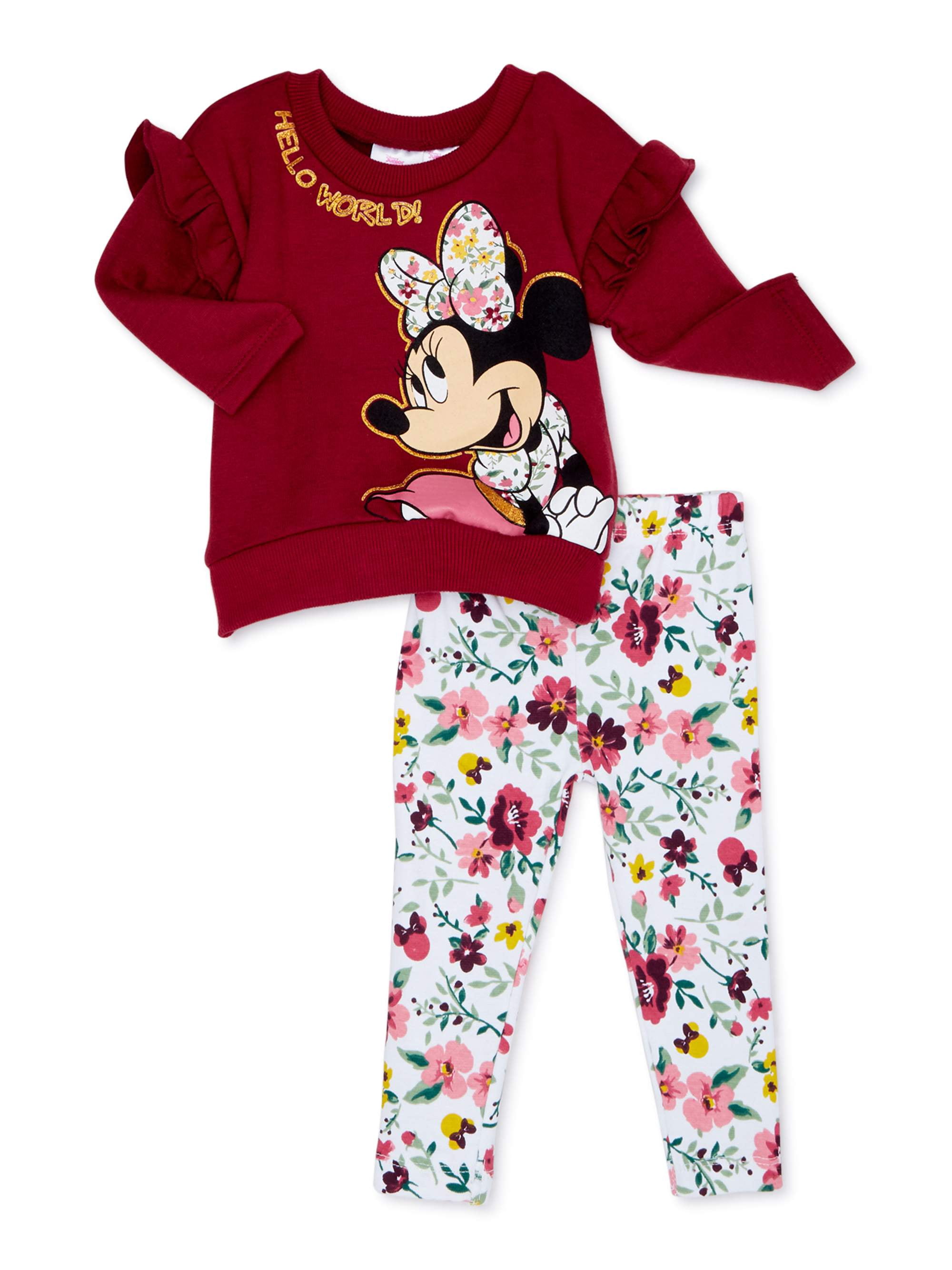 Disney Minnie Mouse Baby Girl Top & Leggings Outfit, 2Piece Set