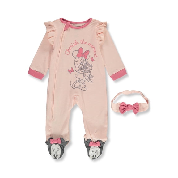 Disney Minnie Mouse Baby Girls' 2-Piece Headband Set Outfit Color: pink/multi Size: 3 - 6 months