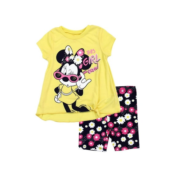 Disney Minnie Mouse Baby Girls' Bike Shorts Set, Yellow (12M)