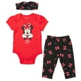 thumbnail image 1 of Disney Minnie Mouse Bodysuit Pants and Headband 3 Piece Outfit Set Newborn to Infant, 1 of 5
