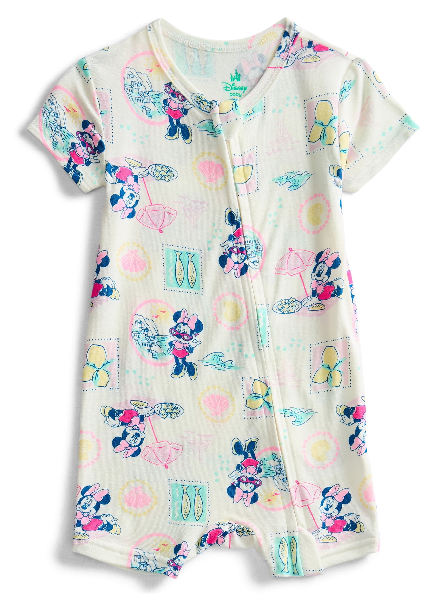 Disney Minnie Mouse Baby Girls Printed Viscose Romper Shortie, Sizes NB-24M