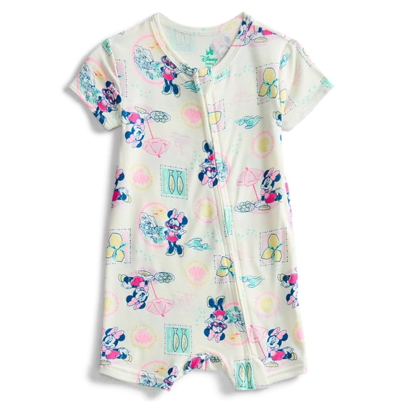 Disney Minnie Mouse Baby Girls Printed Viscose Romper Shortie, Sizes NB-24M