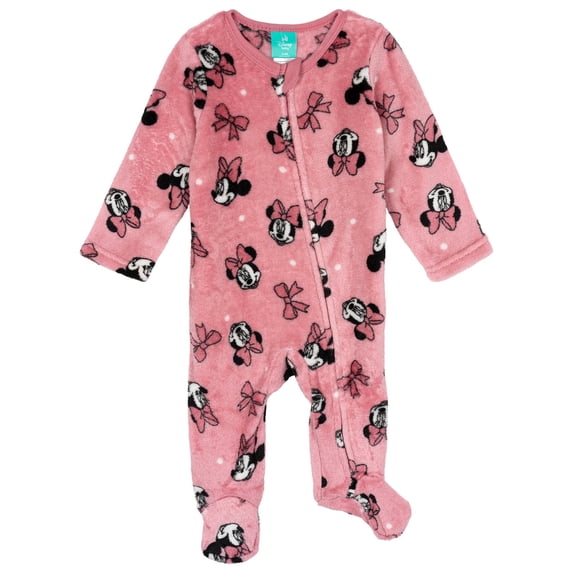 Disney Minnie Mouse Baby Girls' Fleece Footed Sleep N Play Pink