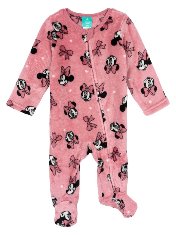 Minnie Mouse Baby Girls' Fleece Footed Sleep N Play Pink