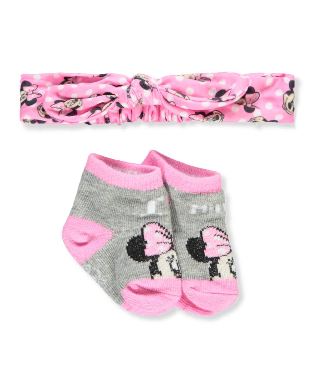 Disney Minnie Mouse Baby Girls' Headwrap & Socks Set