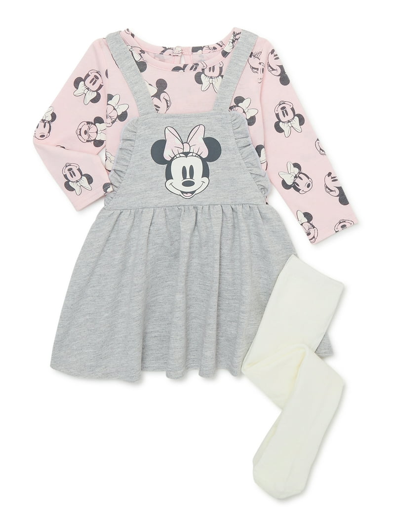 Disney Minnie Mouse Baby Girls Pinafore Dress, Top with Long