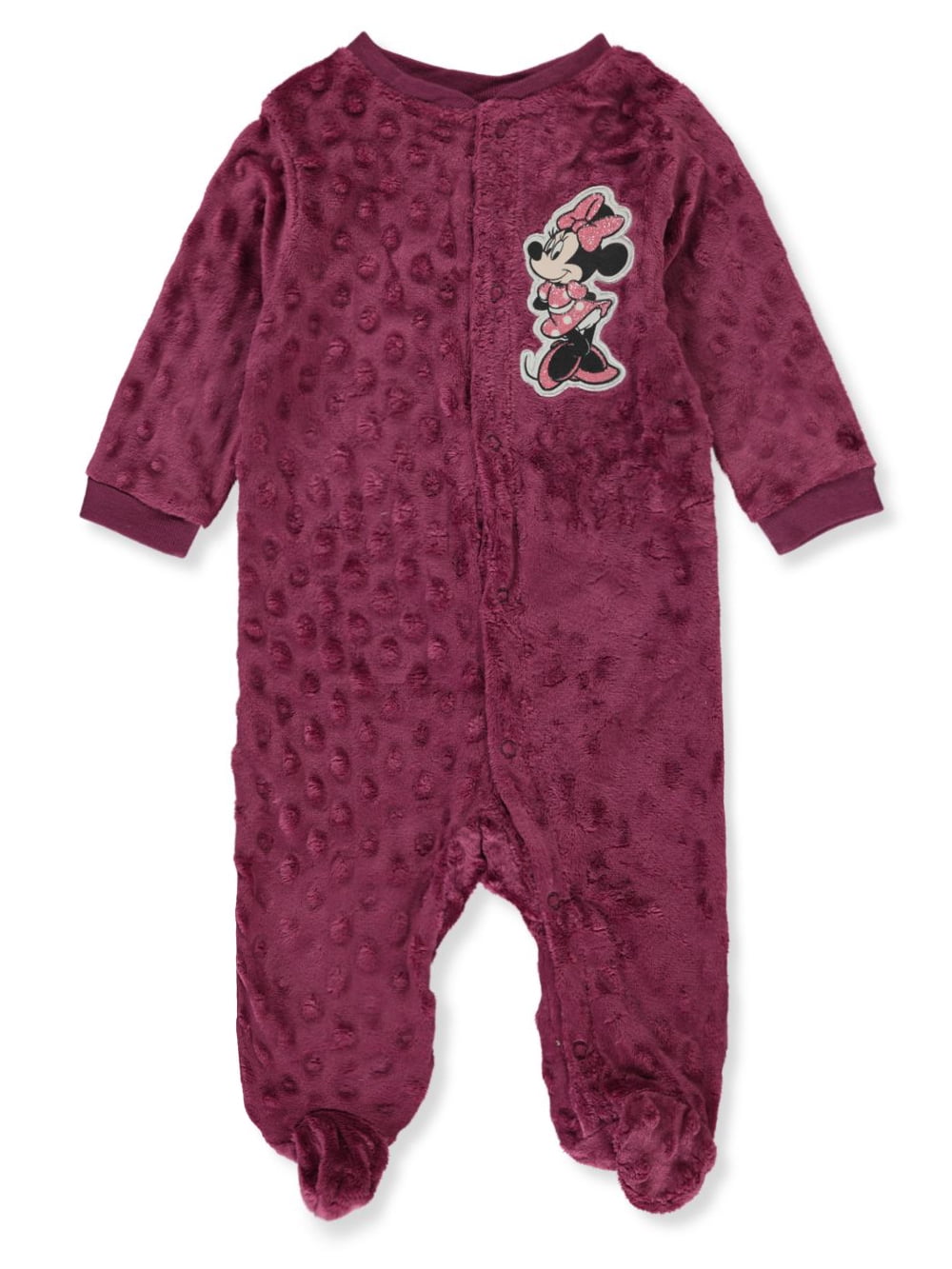 Disney Minnie Mouse Baby Girls' Velour Footed Coveralls mauve, 6 9