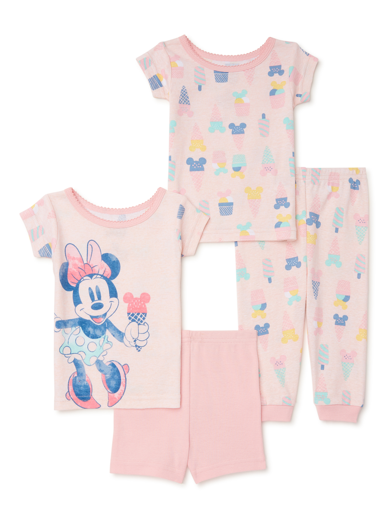 Disney Minnie Mouse Baby and Toddler Girls Tops, Pants and Shorts, 4-Piece Cotton Pajama Set, Sizes 9M-24M - image 1 of 4