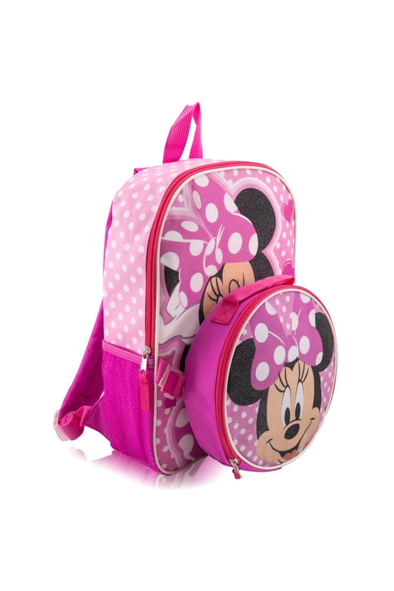 Disney Minnie Mouse Backpack With Lunch Box for Kids Insulated Lunch Bag Lunch Box for Girls, Boys, Toddlers 14" Backpack for School and Reusable Lunchbox