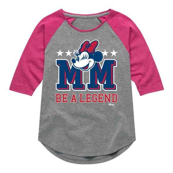 Disney - Minnie Mouse - Be A Legend - Toddler & Youth Girls Raglan Graphic T-Shirt