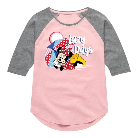 Disney - Minnie Mouse - Beach Day, Lazy Days - Toddler & Youth Girls Raglan Graphic T-Shirt