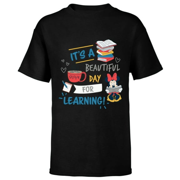 Disney Minnie Mouse Beautiful Day for Learning Teacher’s Day - Short Sleeve T-Shirt for Kids - Customized-Black