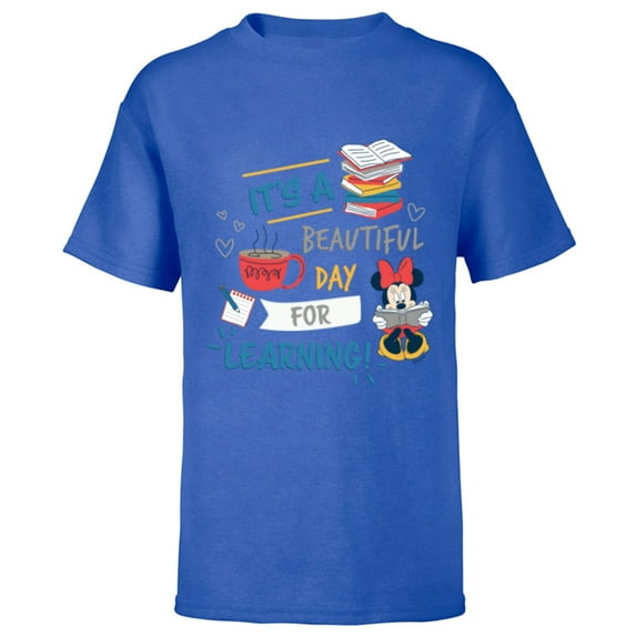 Disney Minnie Mouse Beautiful Day for Learning Teacher’s Day - Short Sleeve T-Shirt for Kids - Customized-Royal