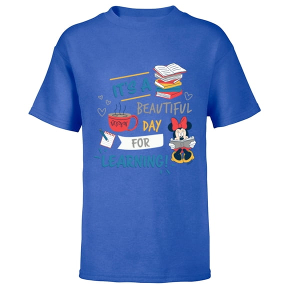 Disney Minnie Mouse Beautiful Day for Learning Teacher’s Day - Short Sleeve T-Shirt for Kids - Customized-Royal