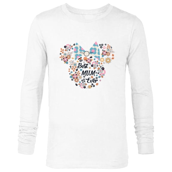 Disney Minnie Mouse Best Mum Ever Icon Flowers Mother’s Day - Long Sleeve T-Shirt for Men - Customized-White