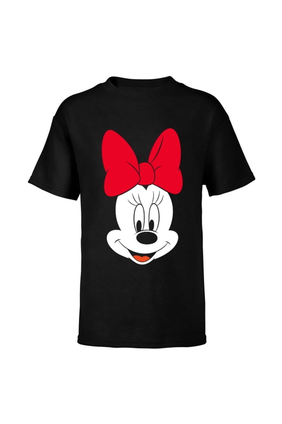 Minnie Mouse Big Face - Short Sleeve T-Shirt for Kids -Customized-Black