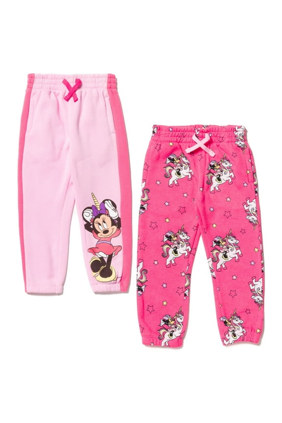 Minnie Mouse Big Girls Fleece 2 Pack Jogger Pants Toddler to Big Kid