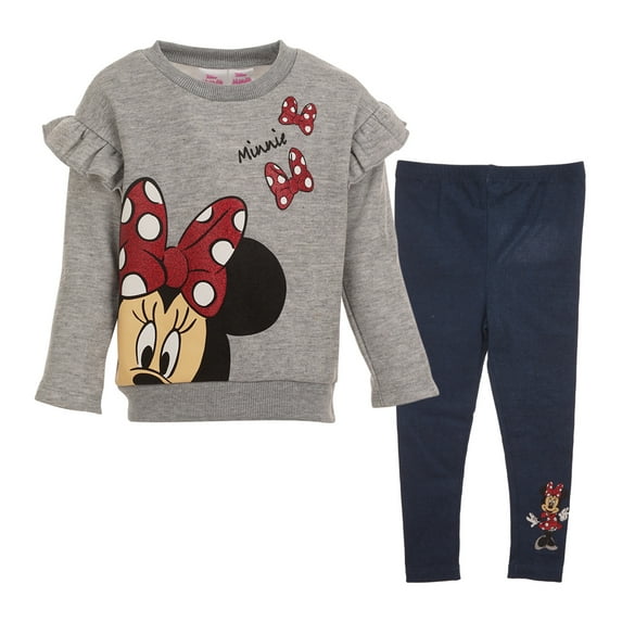 Disney Minnie Mouse Big Girls Fleece Sweatshirt and Leggings Outfit Set Infant to Big Kid