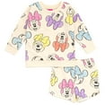 thumbnail image 1 of Disney Minnie Mouse Big Girls French Terry Sweatshirt and Shorts Multicolor 10-12, 1 of 5