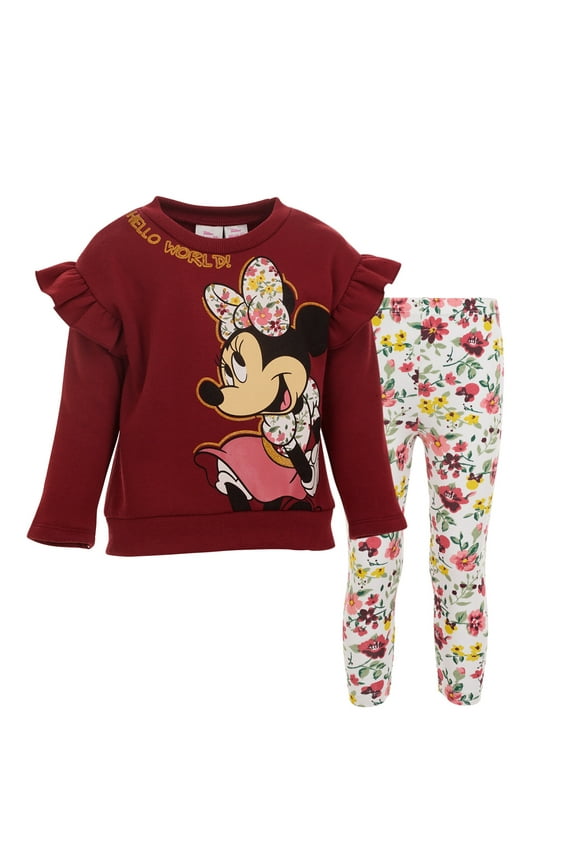Minnie Mouse Big Girls Pullover Fleece Sweatshirt and Leggings Outfit Set Infant to Big Kid