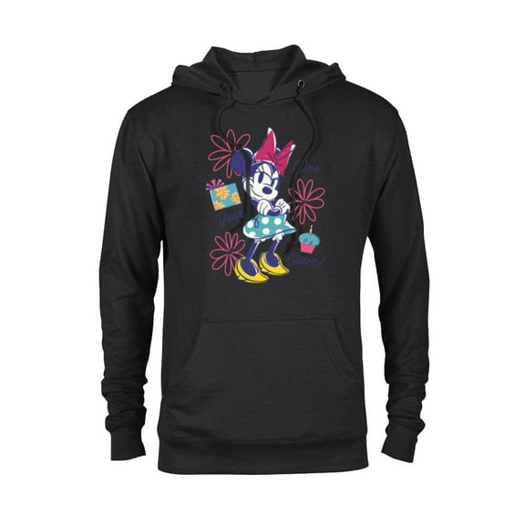 Disney Minnie Mouse Birthday Doodles One Year Cuter - Pullover Hoodie for Adults - Customized-Black