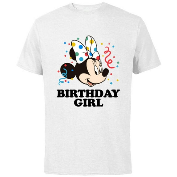 Disney Minnie Mouse Birthday Girl - Short Sleeve Cotton T-Shirt for Adults -Customized-White