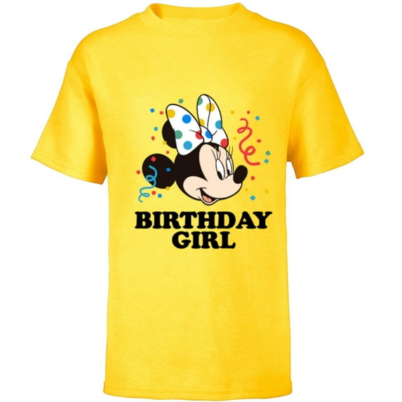 Disney Minnie Mouse Birthday Girl - Short Sleeve T-Shirt for Kids -Customized-Yellow