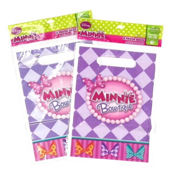 Disney Minnie Mouse Birthday Party Favor Treat Bags - 2 Packs of 8 - 16 Total