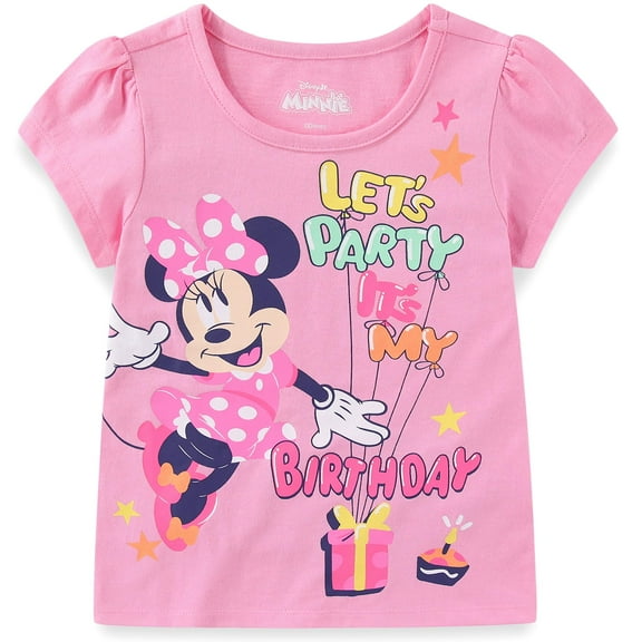 Disney Minnie Mouse Birthday Short Sleeve T-Shirt (Girls), Sizes 2T-6X
