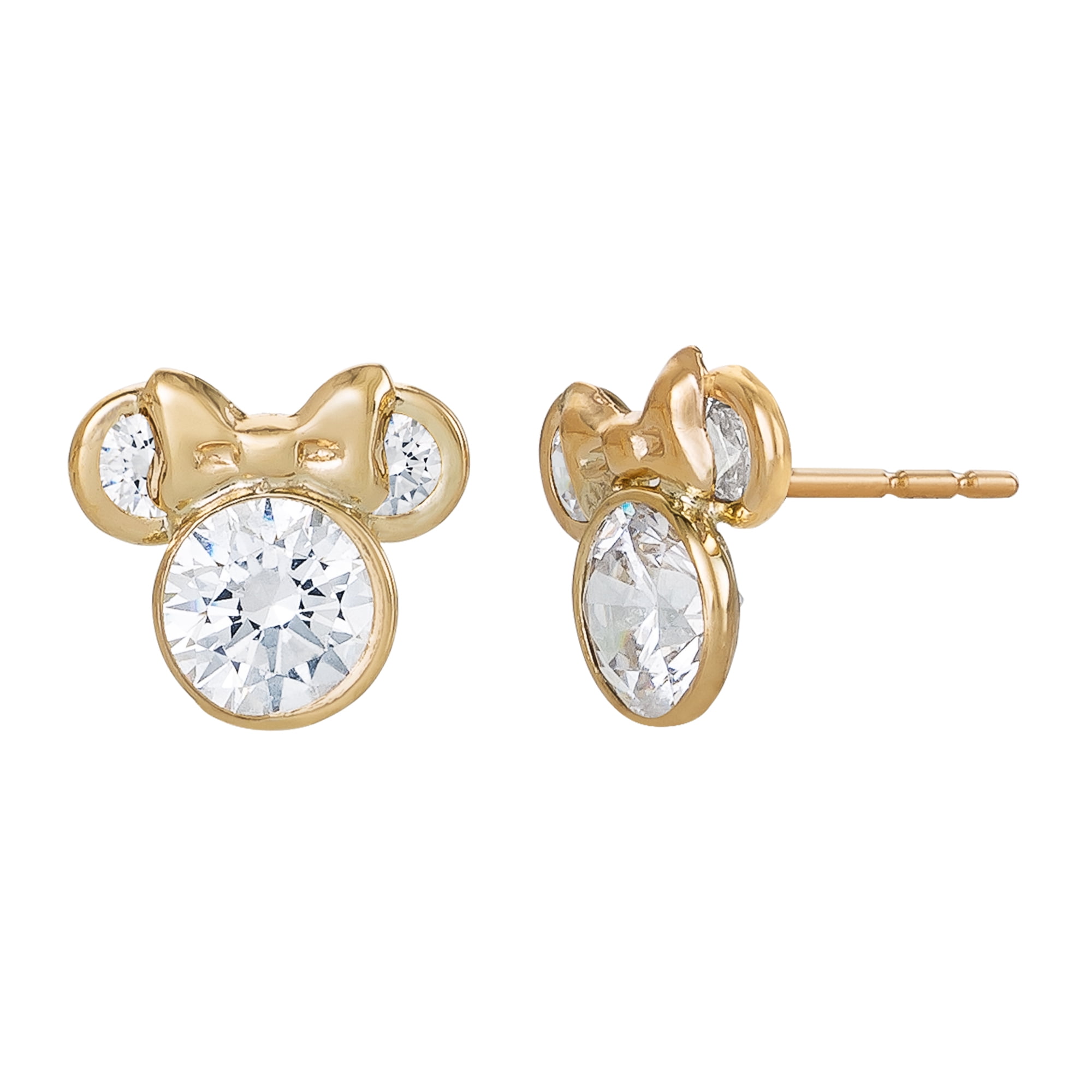 Minnie Mouse Birthstone Earrings 10K Gold Stud