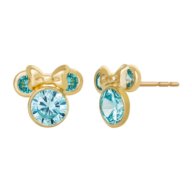 Disney Minnie Mouse Birthstone 10KT Gold Stud Earrings See More Colors