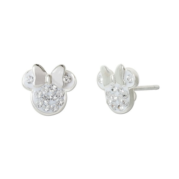Disney Minnie Mouse Birthstone Sterling Silver Crystal Stud Earrings-More Colors