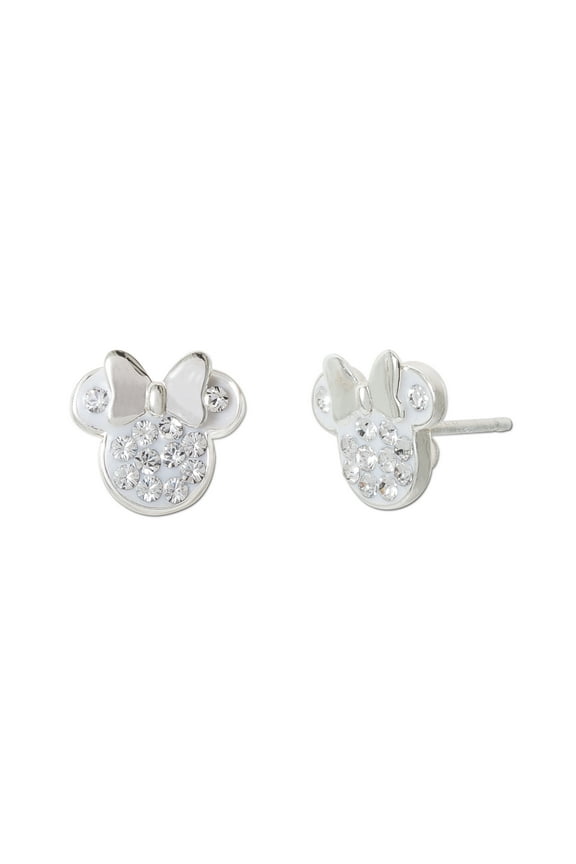 Minnie Mouse Birthstone Sterling Silver Crystal Stud Earrings-More Colors