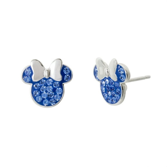 Disney Minnie Mouse Birthstone Sterling Silver Crystal Stud Earrings-More Colors