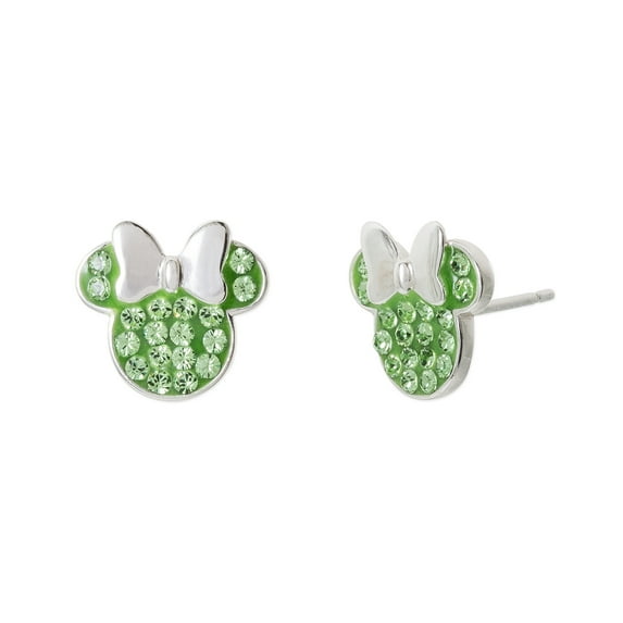 Disney Minnie Mouse Birthstone Sterling Silver Crystal Stud Earrings-More Colors