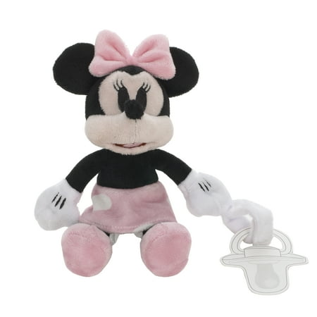 Disney Minnie Mouse Black, White and Pink Plush Pacifier Holder
