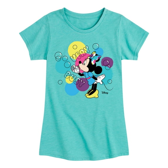 Disney - Minnie Mouse Blowing Bubbles Everywhere - Toddler & Youth Girls Short Sleeve Graphic T-Shirt