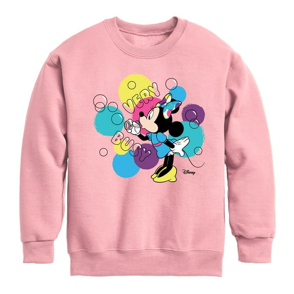 Disney - Minnie Mouse Blowing Bubbles Everywhere - Youth Crewneck Fleece Sweatshirt