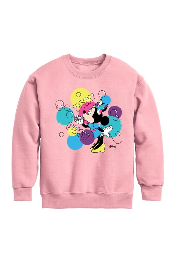 - Minnie Mouse Blowing Bubbles Everywhere - Youth Crewneck Fleece Sweatshirt
