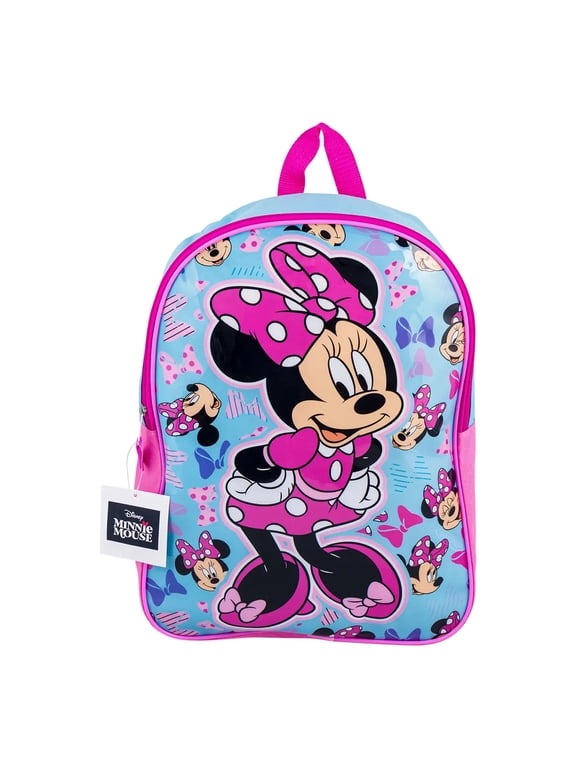 Minnie Mouse Blue Kids School Backpack, 15"-No side pockets