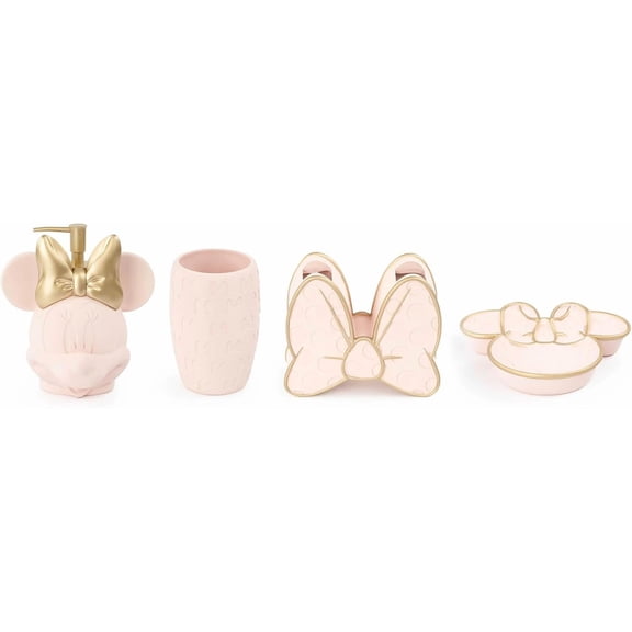 Disney Minnie Mouse Blush Pink 4 Piece Bathroom Accessory Set