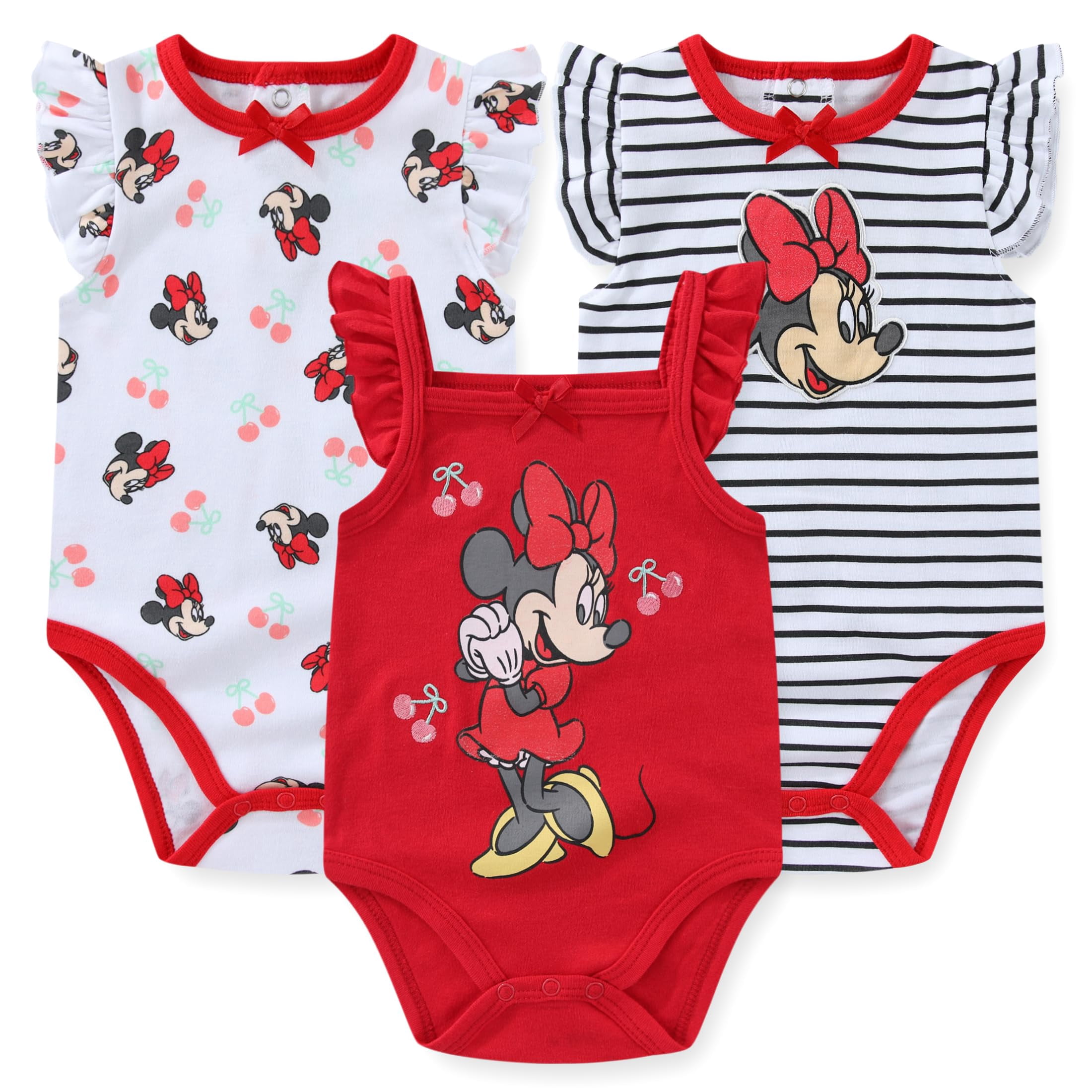 Disney Minnie Mouse Bodysuit (Baby Girls), 3 Pack, Sizes 3M-12M