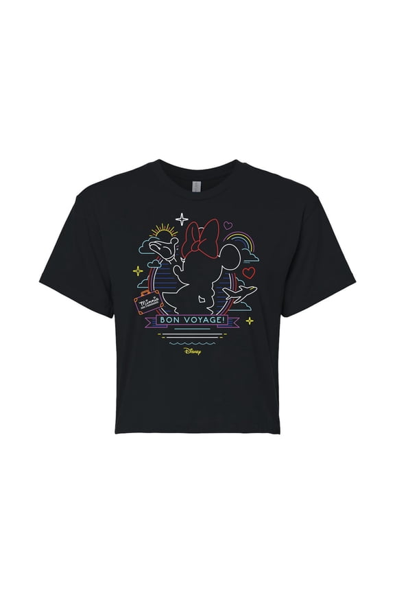 - Minnie Mouse - Bon Voyage on the Cruise - Juniors Cropped Cotton Blend T-Shirt