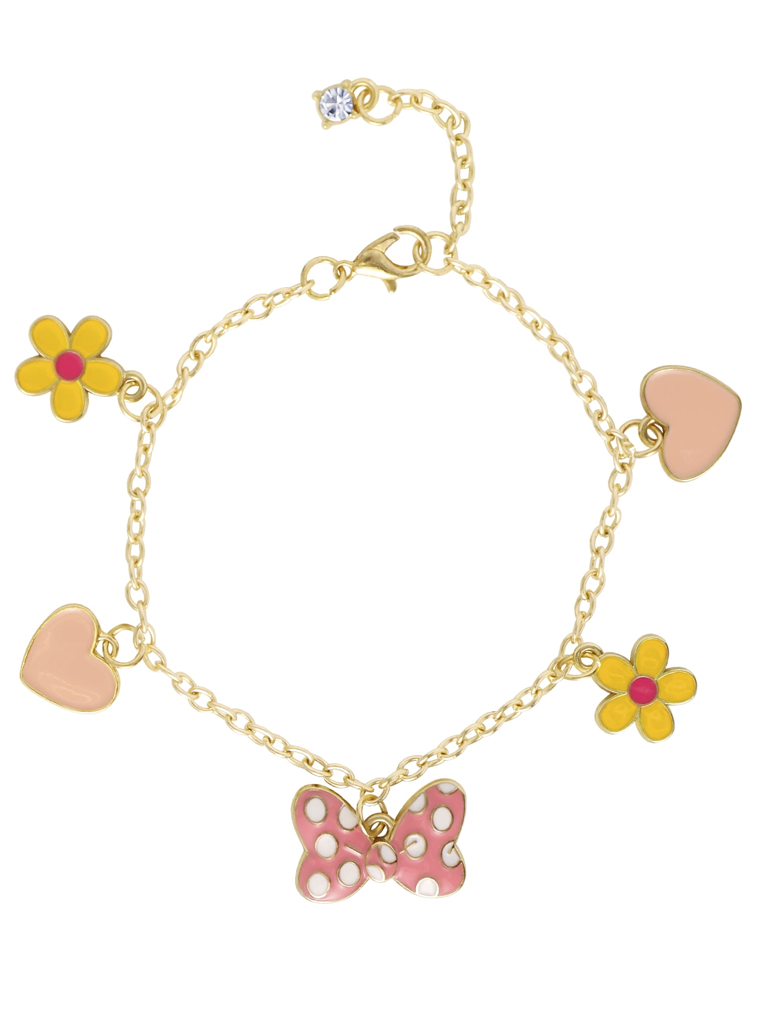 Disney Women's Minnie Mouse Bow Charm Bracelet with Polished Finish