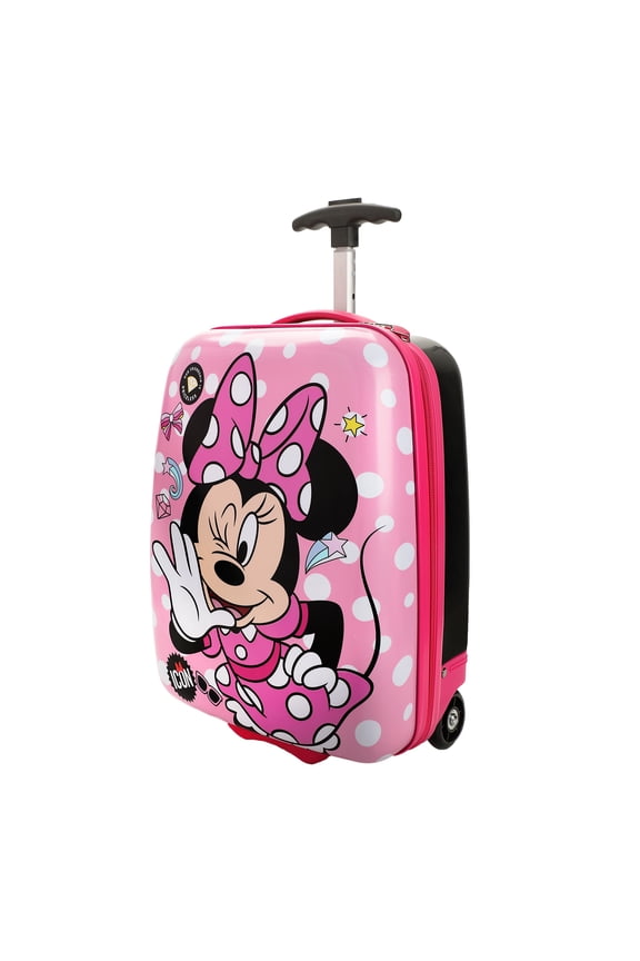Disney Minnie Mouse Bows & Shooting Stars Black & Pink 16.5" Rolling Toddler Luggage