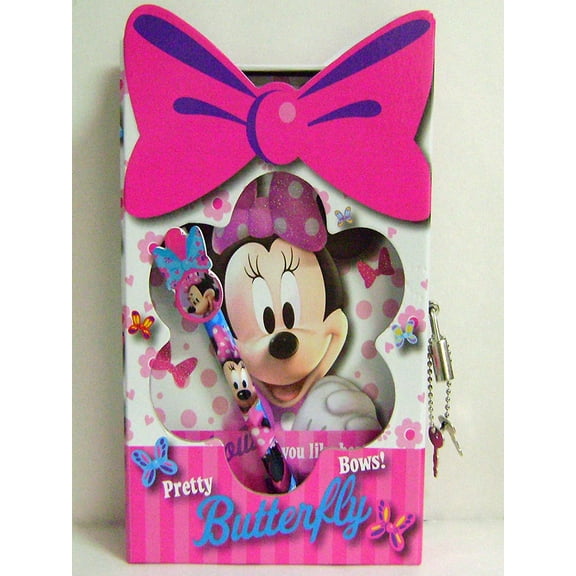 Disney Minnie Mouse Bowtique Notebook, Journal & Pen Set w / Die Cut window and Lock & Key