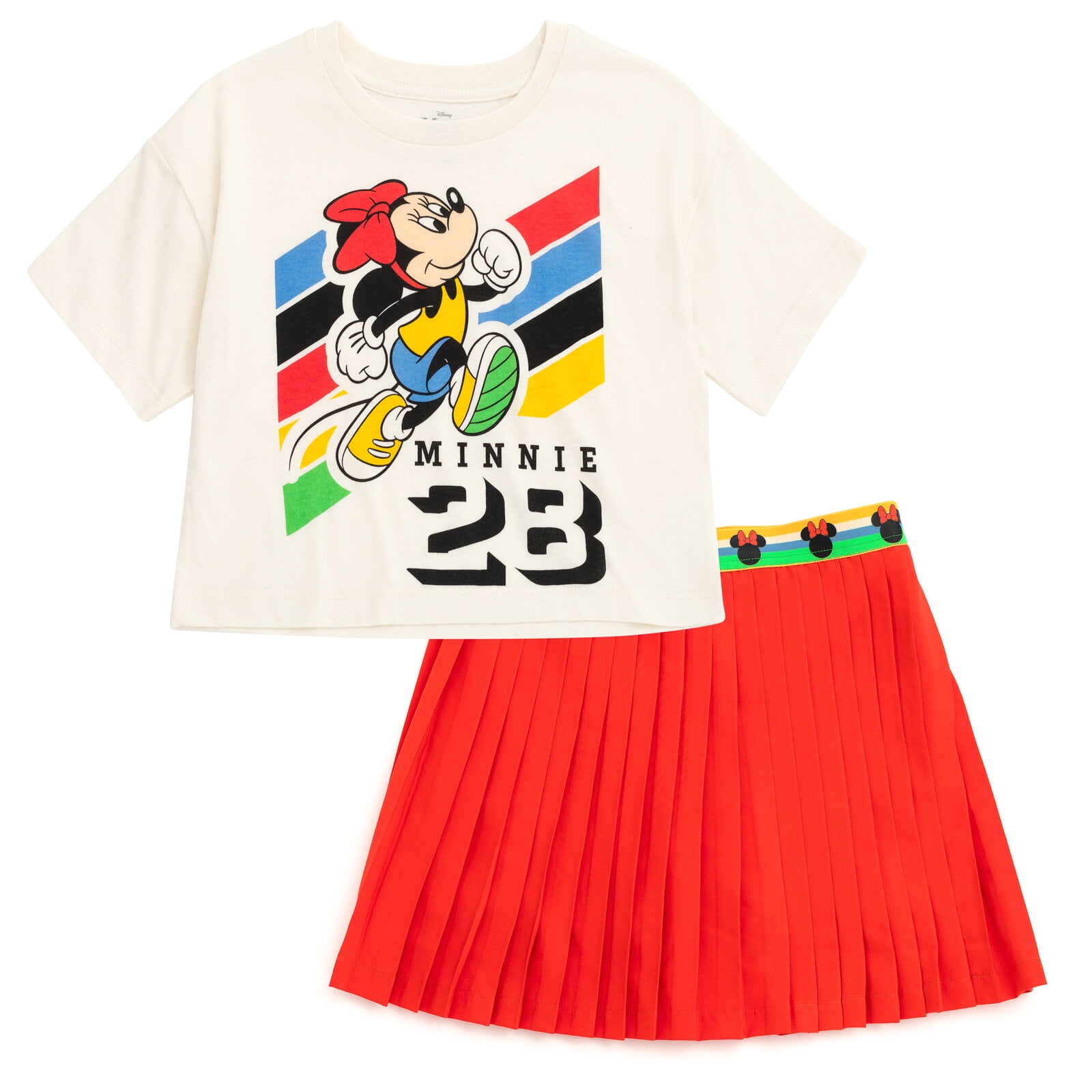 Disney Minnie Mouse Boxy Drop Shoulder T-Shirt and Pleated Skort ...